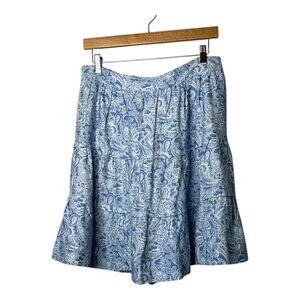 Soft Surroundings Linen Blend Paisley Tiered Midi Skirt | Sz M | Beach Vacation